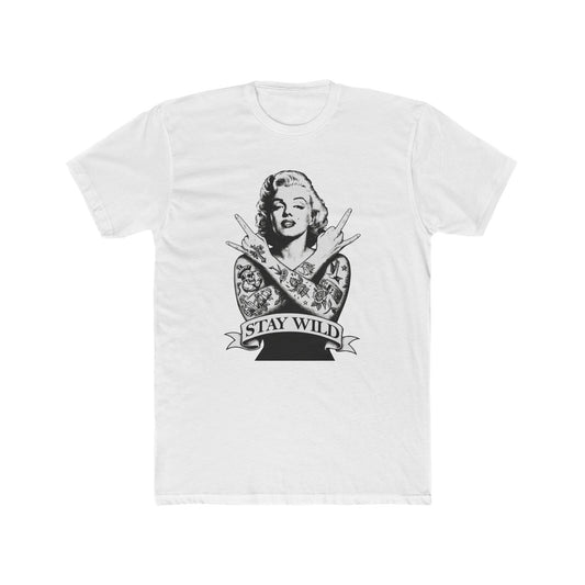 Stay Wild Unisex Cotton Crew Tee - Retro Tattoo Style Shirt - Riff Raff Wear