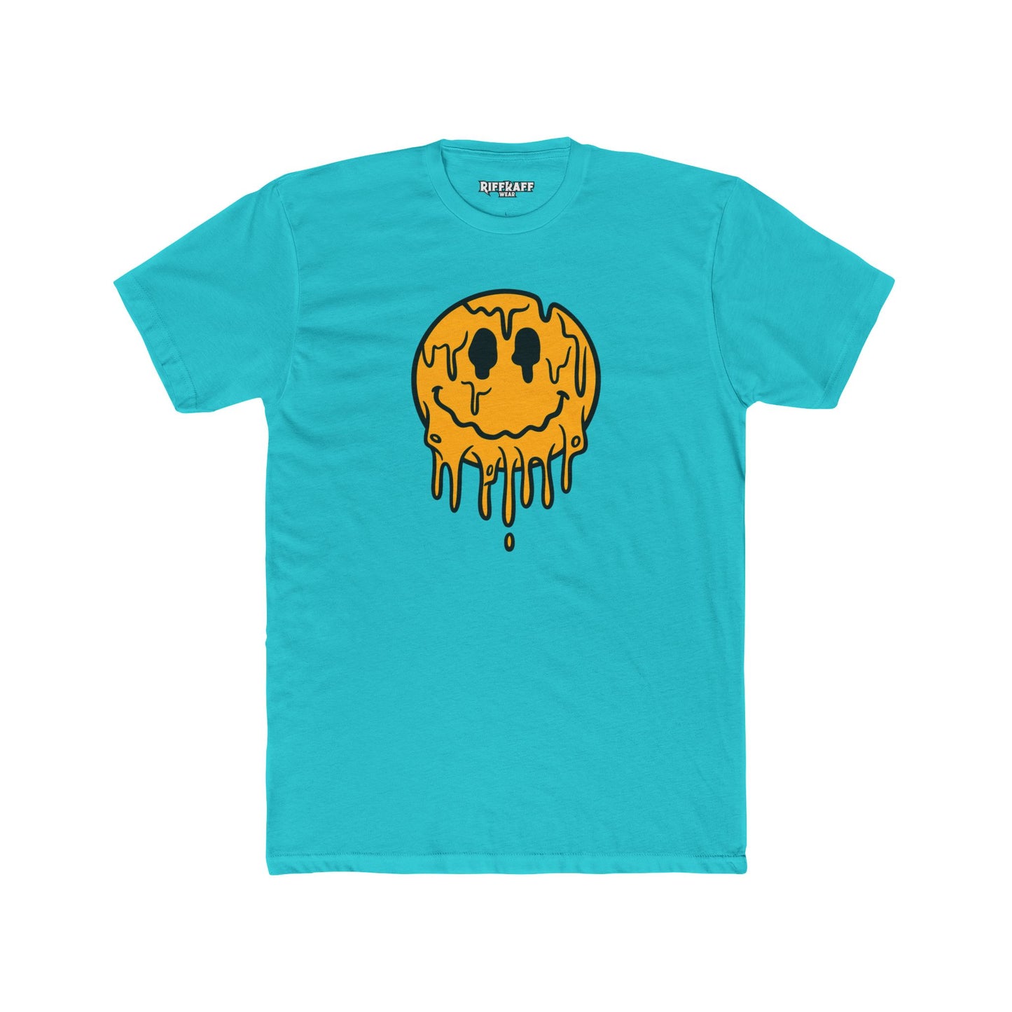 Drippy Smiley Face Tee - Unisex Cotton Crew Tee for Fun, Casual Wear, Trendy Outfit, Unique Gift, Festival Apparel, Streetwear - Riff Raff Wear