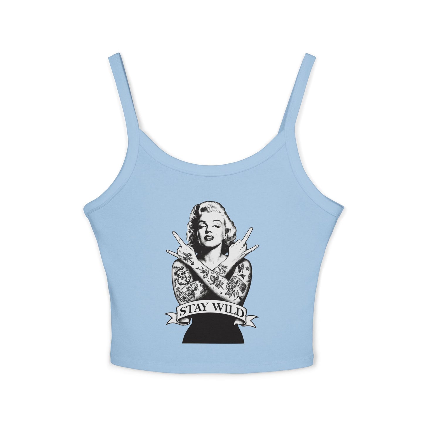 Stay Wild Marilyn Monroe Spaghetti Strap Tank Top – Trendy Women's Apparel for Summer & Festivals - Riff Raff Wear