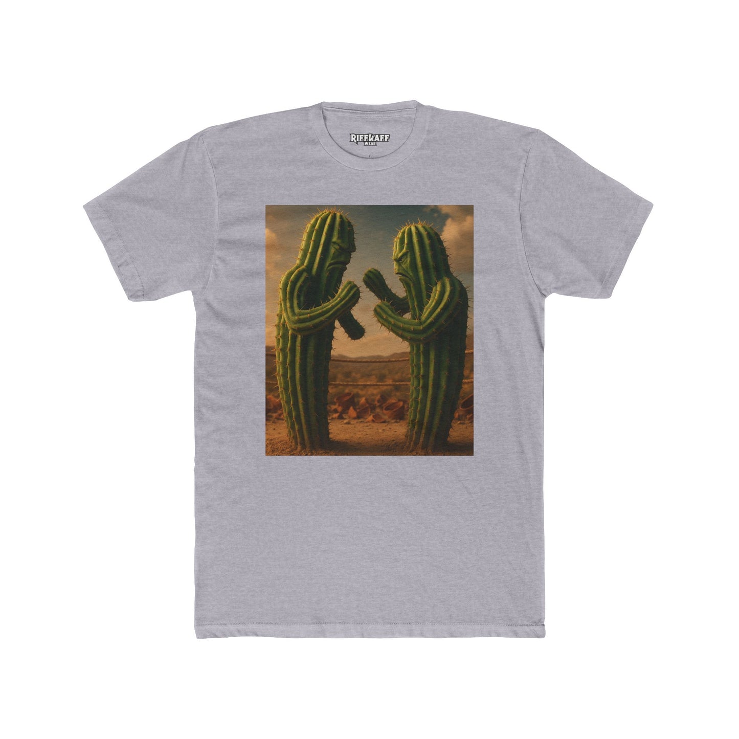 Funny Cactus Fight Club Crew Tee - Unique Unisex Cotton T-Shirt - Riff Raff Wear