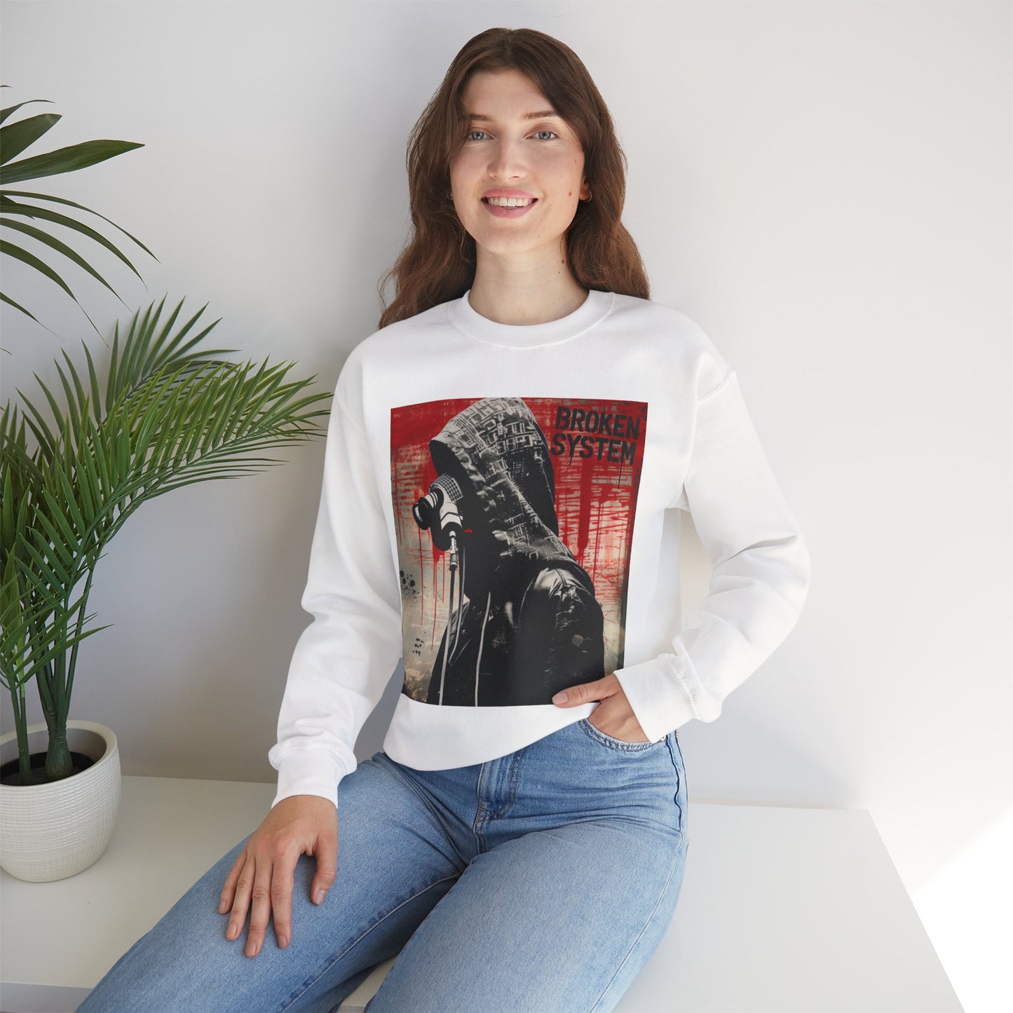 Unisex Heavy Blend™ Crewneck Sweatshirt - 'Broken System' Graphic Design - Riff Raff Wear