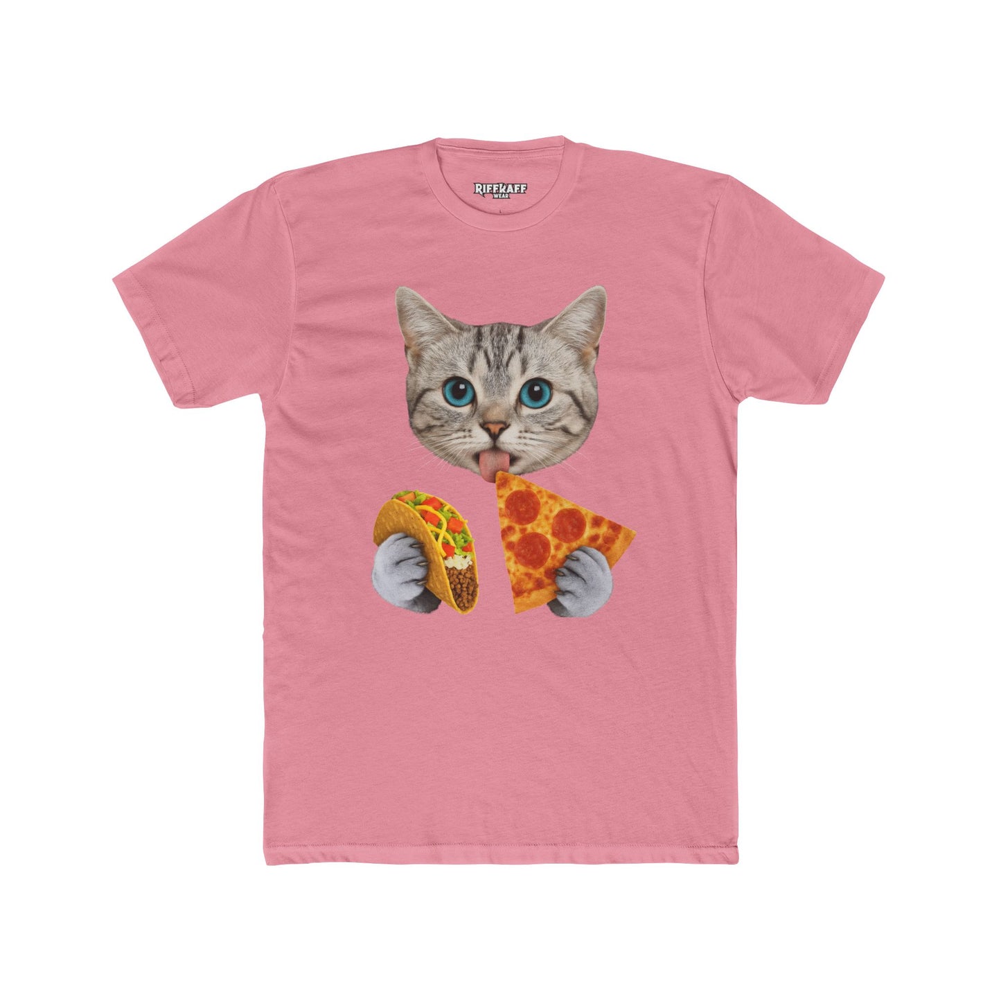 Funny Cat Pizza Taco Unisex Cotton Crew Tee - Riff Raff Wear
