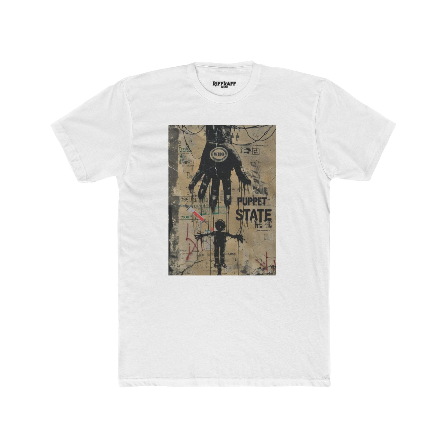 Unisex Cotton Crew Tee - Puppet State Political Art - Riff Raff Wear
