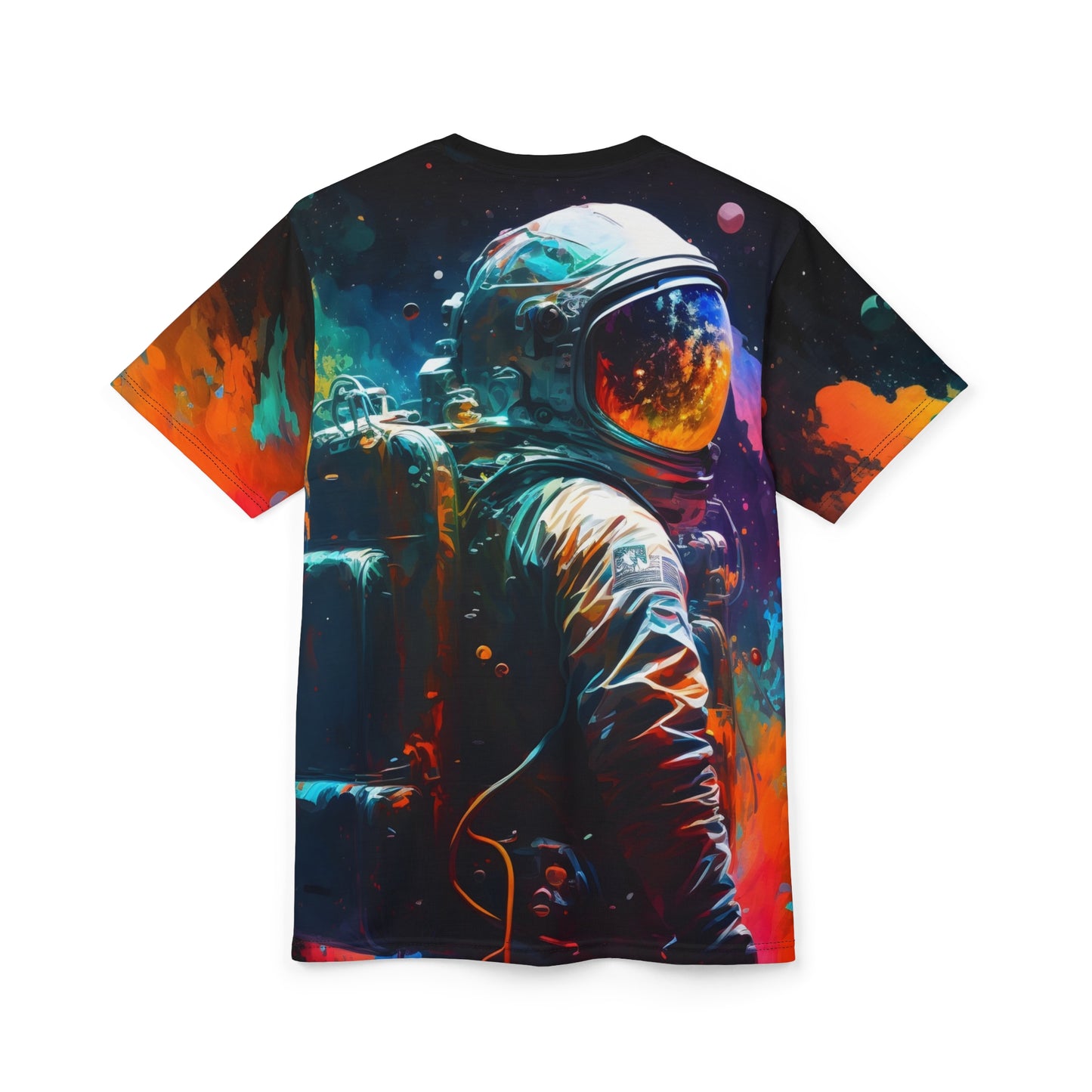 Streetwear - Cosmic Adventure Unisex Cut & Sew Tee - Colorful Astronaut Design - Riff Raff Wear
