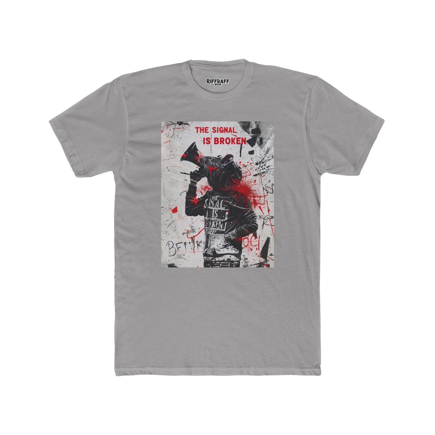 Unisex Cotton Crew Tee - "The Signal is Broken" Political Art - Riff Raff Wear
