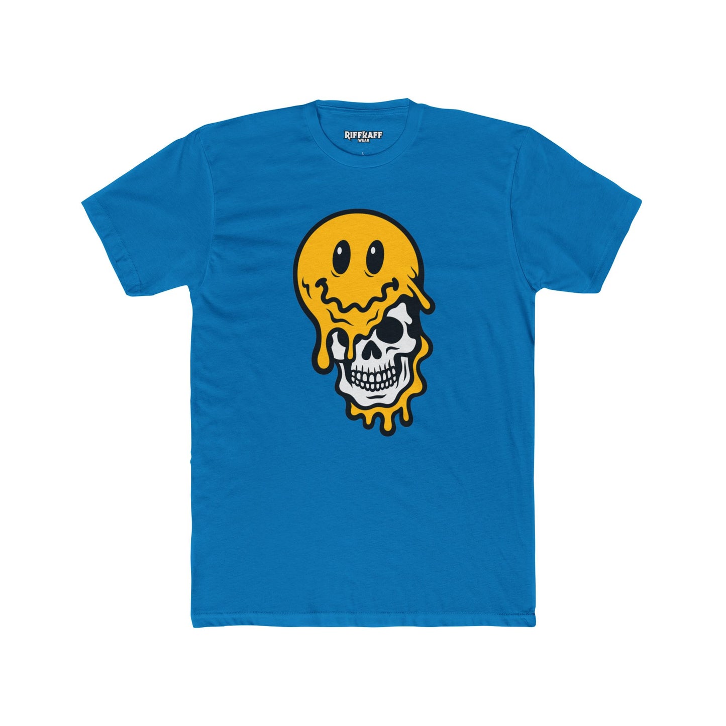 Trendy Graphic Tee: Melting Smile Skull Design - Unisex Cotton Crew Shirt, Casual Wear, Streetwear