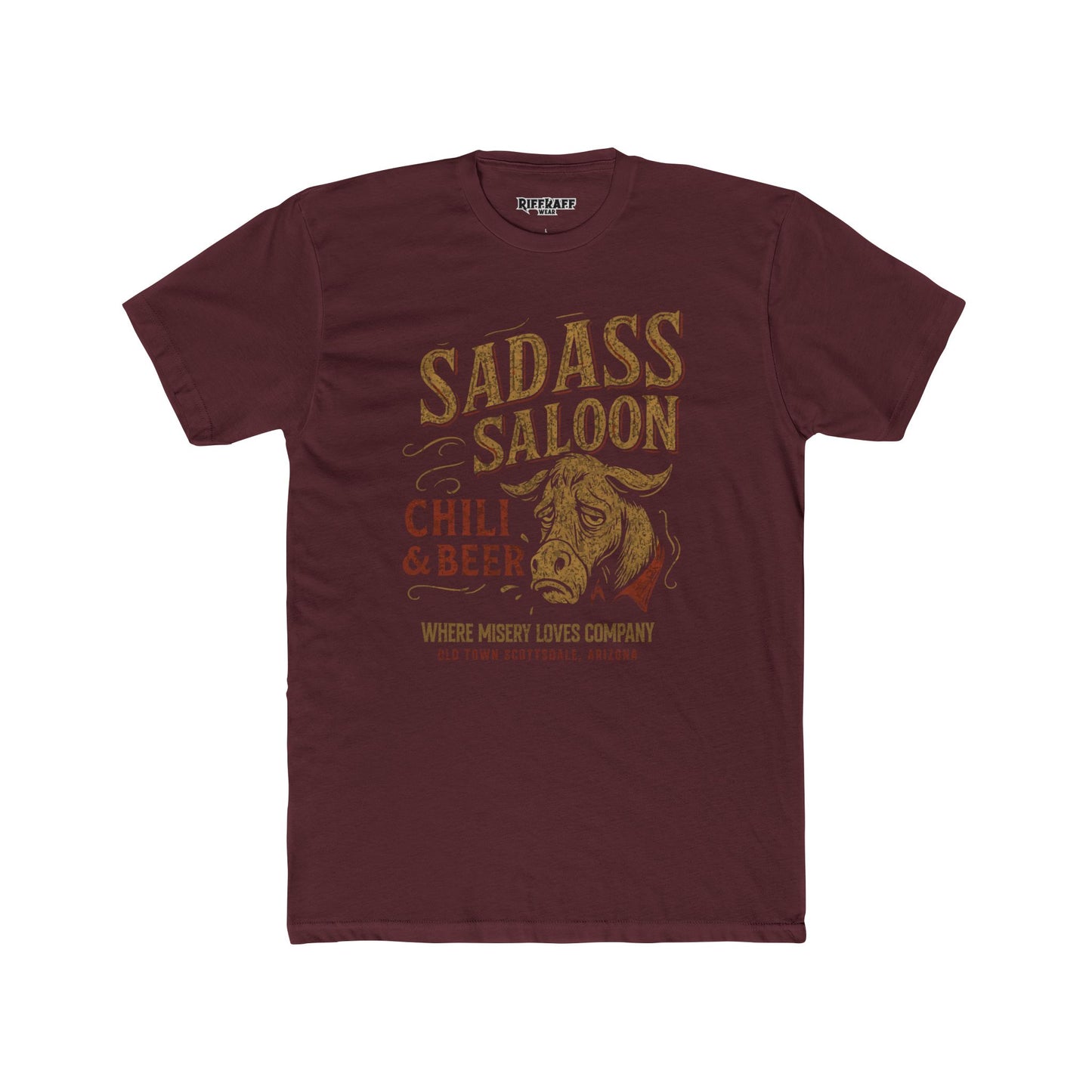 Sad Ass Saloon Unisex Cotton Crew Tee - Chili & Beer Graphic Tee for Fun Nights Out - Riff Raff Wear