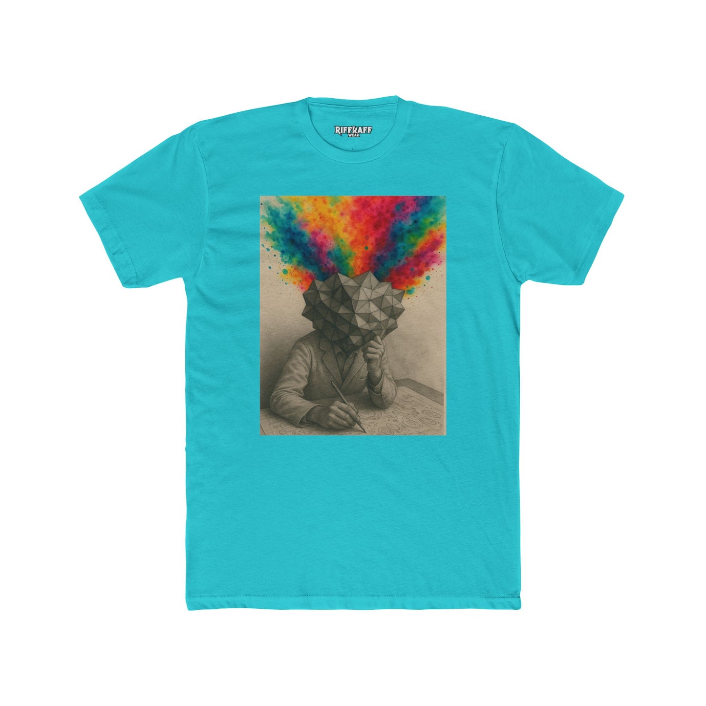 Creative Mind Unisex Cotton Crew Tee - Colorful Brain Design T-Shirt - Riff Raff Wear
