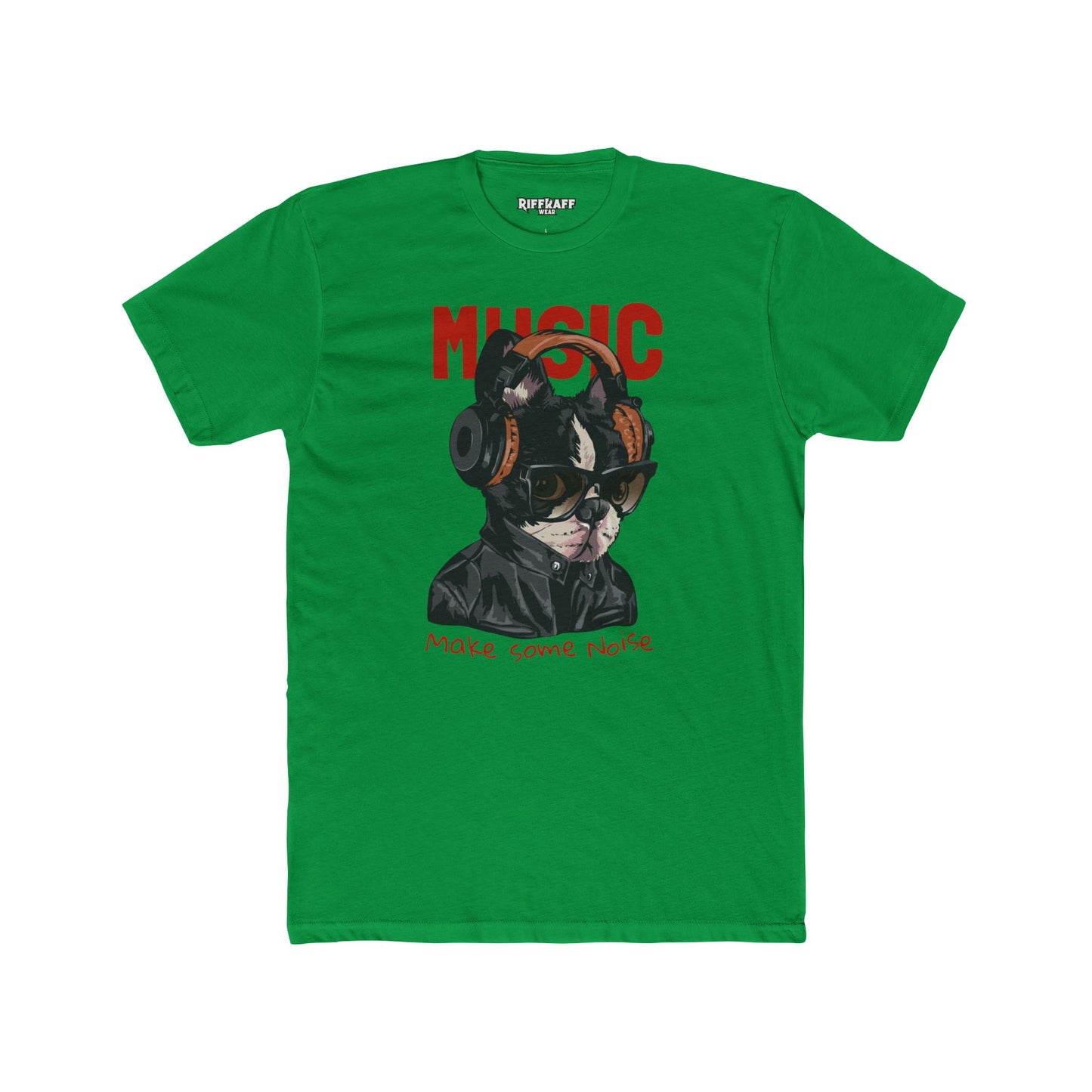 PetNique - Cool Dog Music Crew Tee - Unisex Cotton T-Shirt for Dog Lovers and Music Enthusiasts - Riff Raff Wear