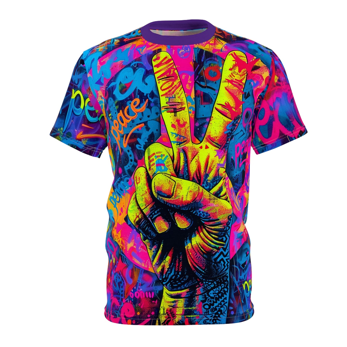 Color Pop Peace Sign Tee Print AOP - Riff Raff Wear