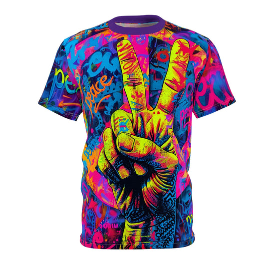 Color Pop Peace Sign Tee Print AOP - Riff Raff Wear