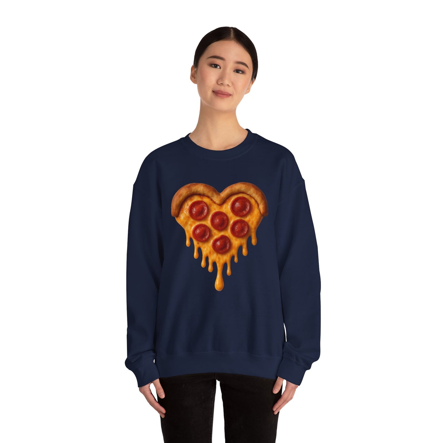 Heart-Shaped Pizza Sweatshirt - Unisex Cozy Crewneck for Food Lovers - Riff Raff Wear