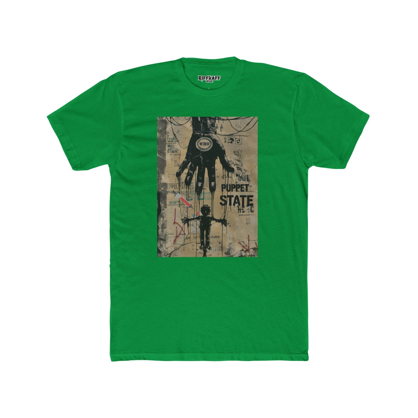 Unisex Cotton Crew Tee - Puppet State Political Art - Riff Raff Wear