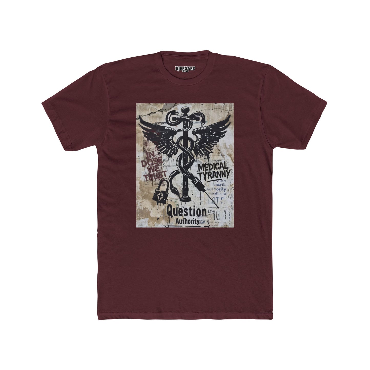 Unisex Cotton Crew Tee - Question Authority Free Thinkers Political Art - Riff Raff Wear