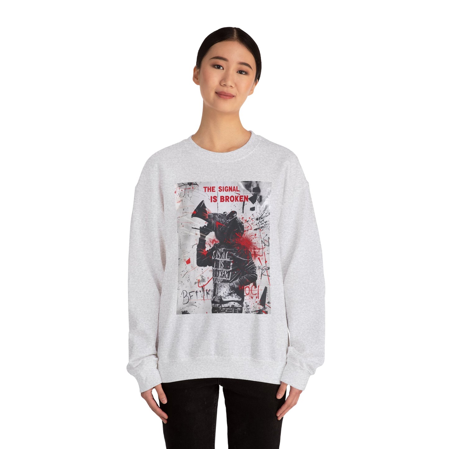 Unisex Crewneck Sweatshirt - "The Signal is Broken" Graphic Design - Riff Raff Wear