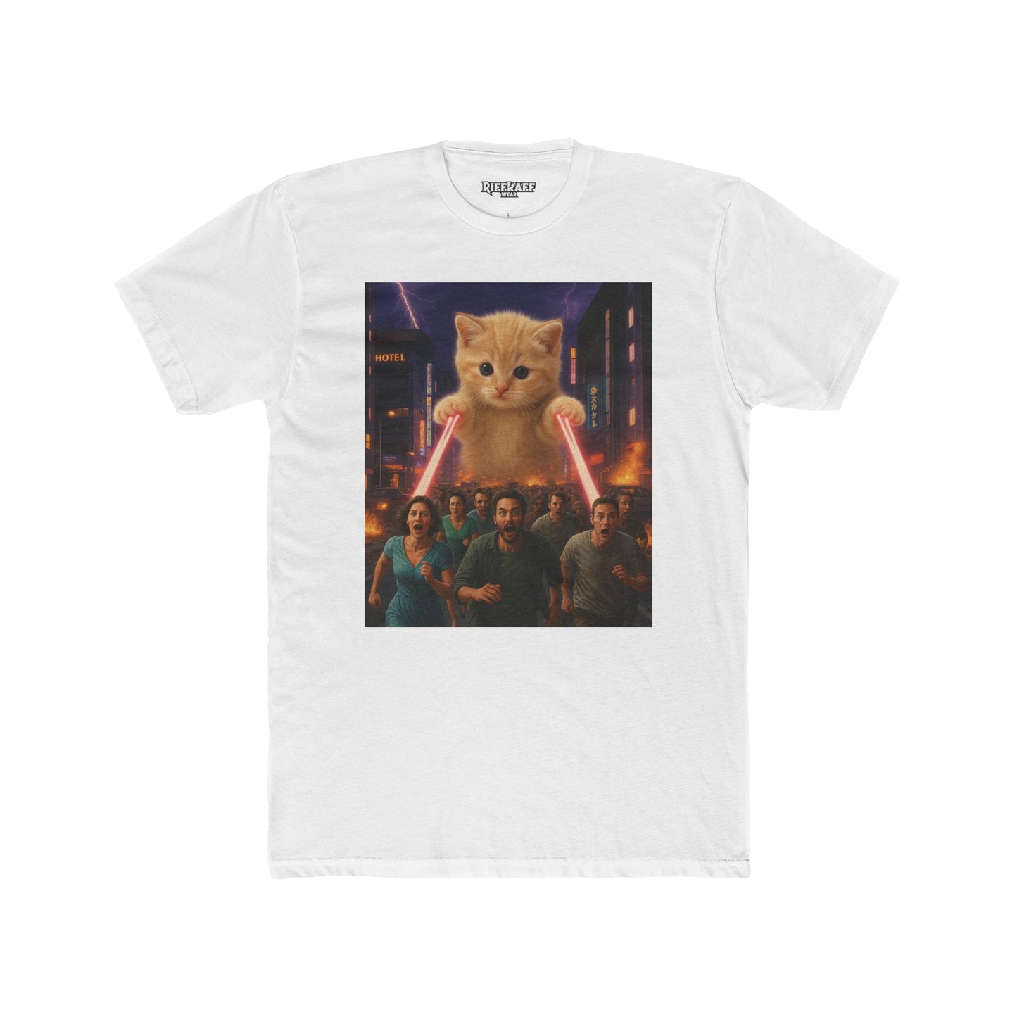 Funny Cat Hero Unisex Cotton Crew Tee - Perfect for Casual Wear - Riff Raff Wear