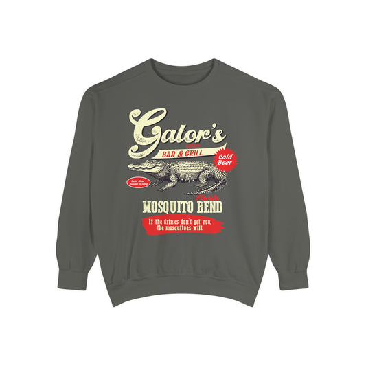 Funny Gator's Bar & Grill Sweatshirt | Unisex Garment-Dyed Crewneck - Riff Raff Wear