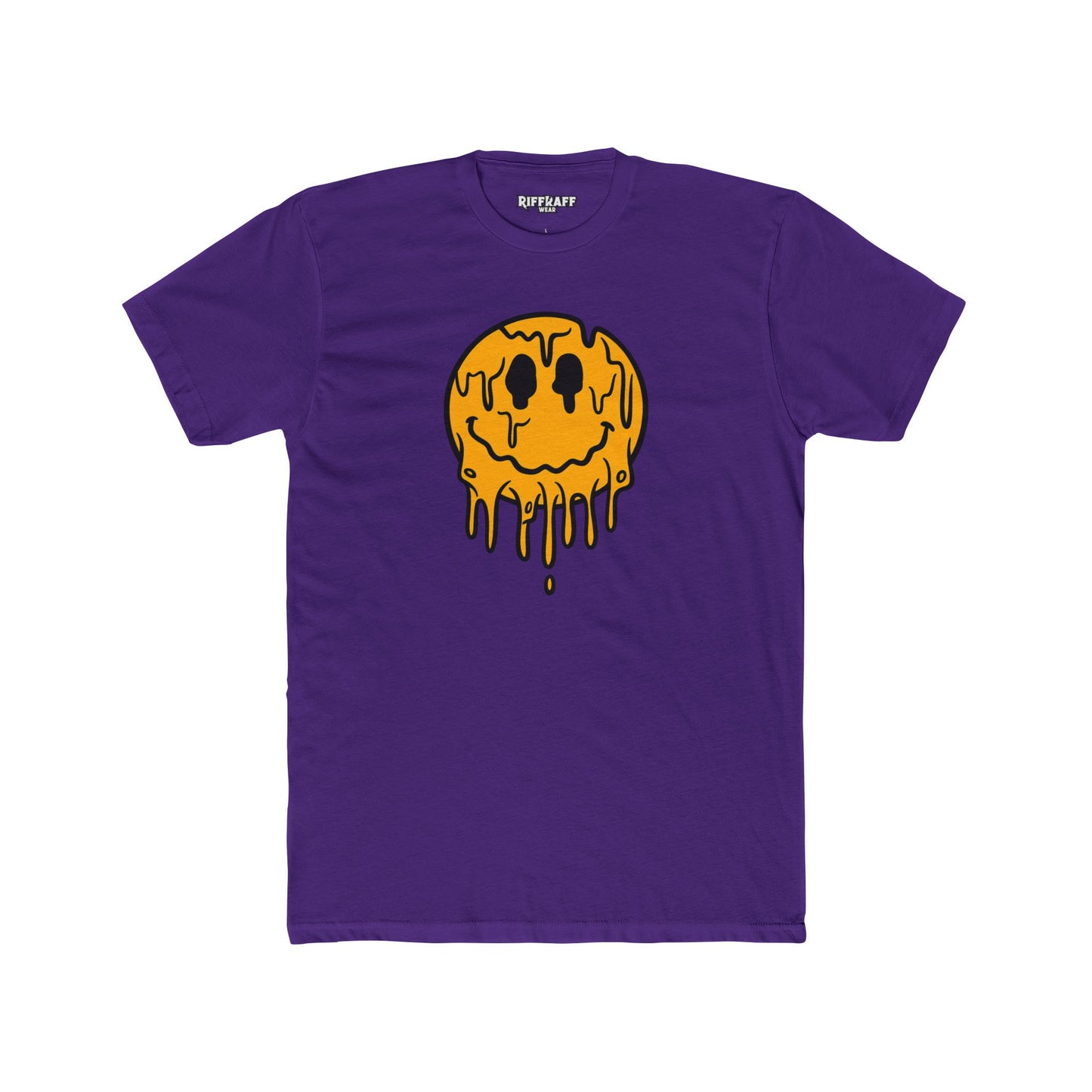 Drippy Smiley Face Tee - Unisex Cotton Crew Tee for Fun, Casual Wear, Trendy Outfit, Unique Gift, Festival Apparel, Streetwear - Riff Raff Wear