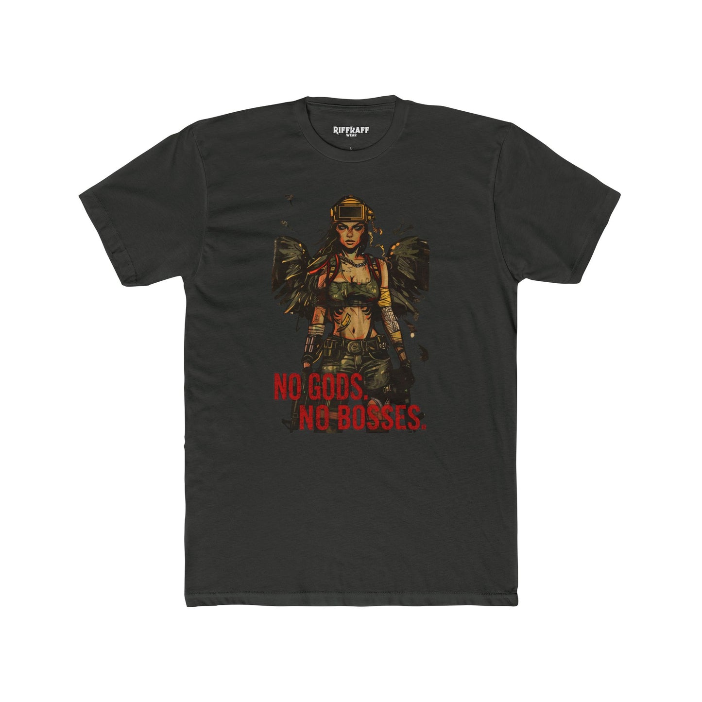 No Gods No Bosses Unisex Cotton Crew Tee - Rebel Vibe Shirt - Riff Raff Wear