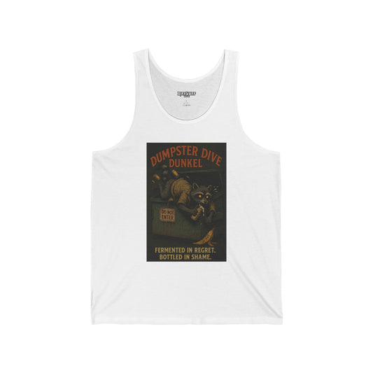 Funny Unisex Jersey Tank - "Dumpster Dive Dunkel" Graphic Tee - Riff Raff Wear Underground