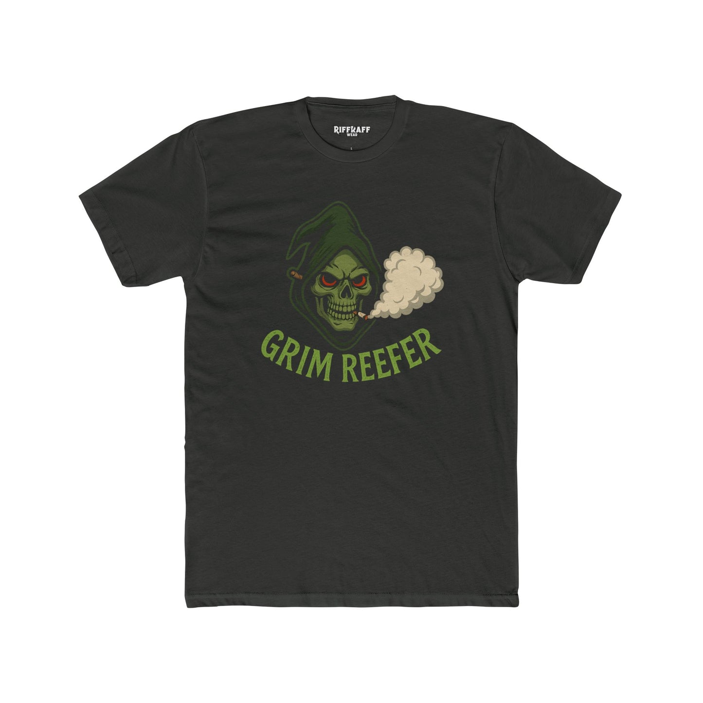 Grim Reefer Unisex Cotton Crew Tee - Casual Skull Graphic T-Shirt for Everyday Wear - Riff Raff Wear