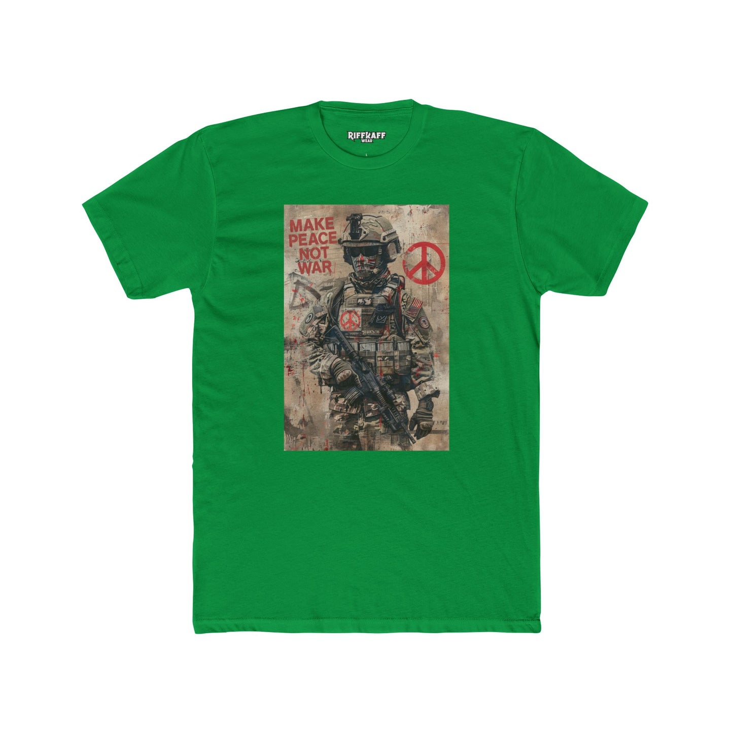 Unisex Cotton Crew Tee - Make Peace Not War Political Art - Riff Raff Wear