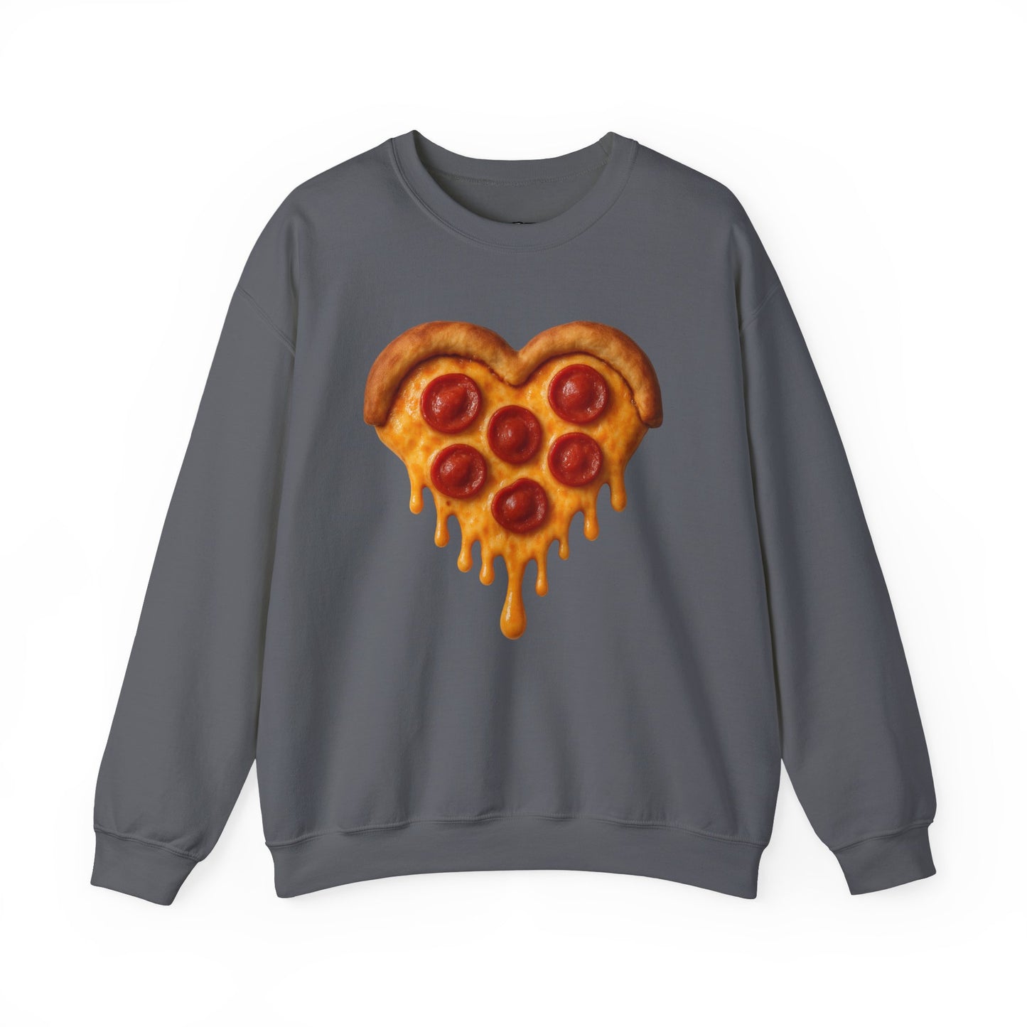 Heart-Shaped Pizza Sweatshirt - Unisex Cozy Crewneck for Food Lovers - Riff Raff Wear
