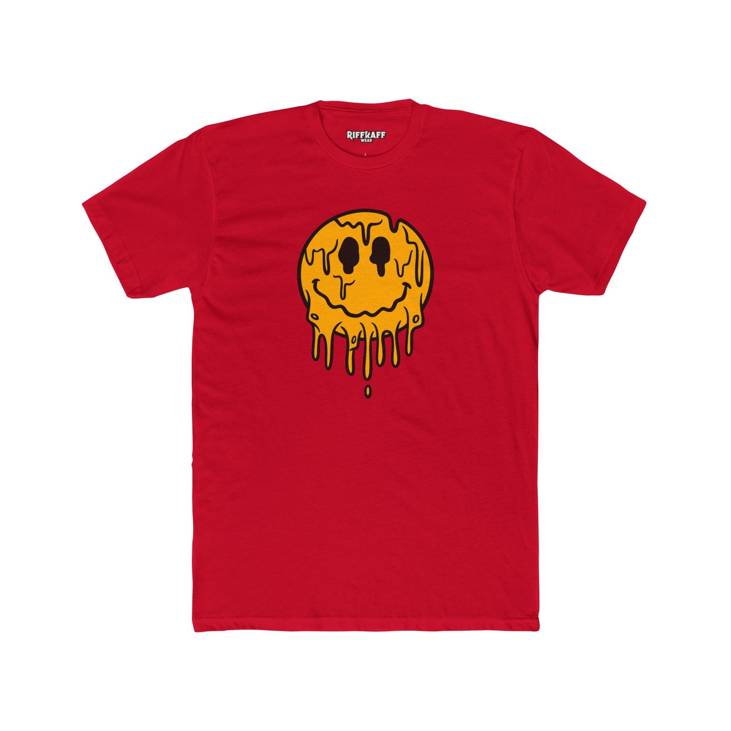 Drippy Smiley Face Tee - Unisex Cotton Crew Tee for Fun, Casual Wear, Trendy Outfit, Unique Gift, Festival Apparel, Streetwear - Riff Raff Wear