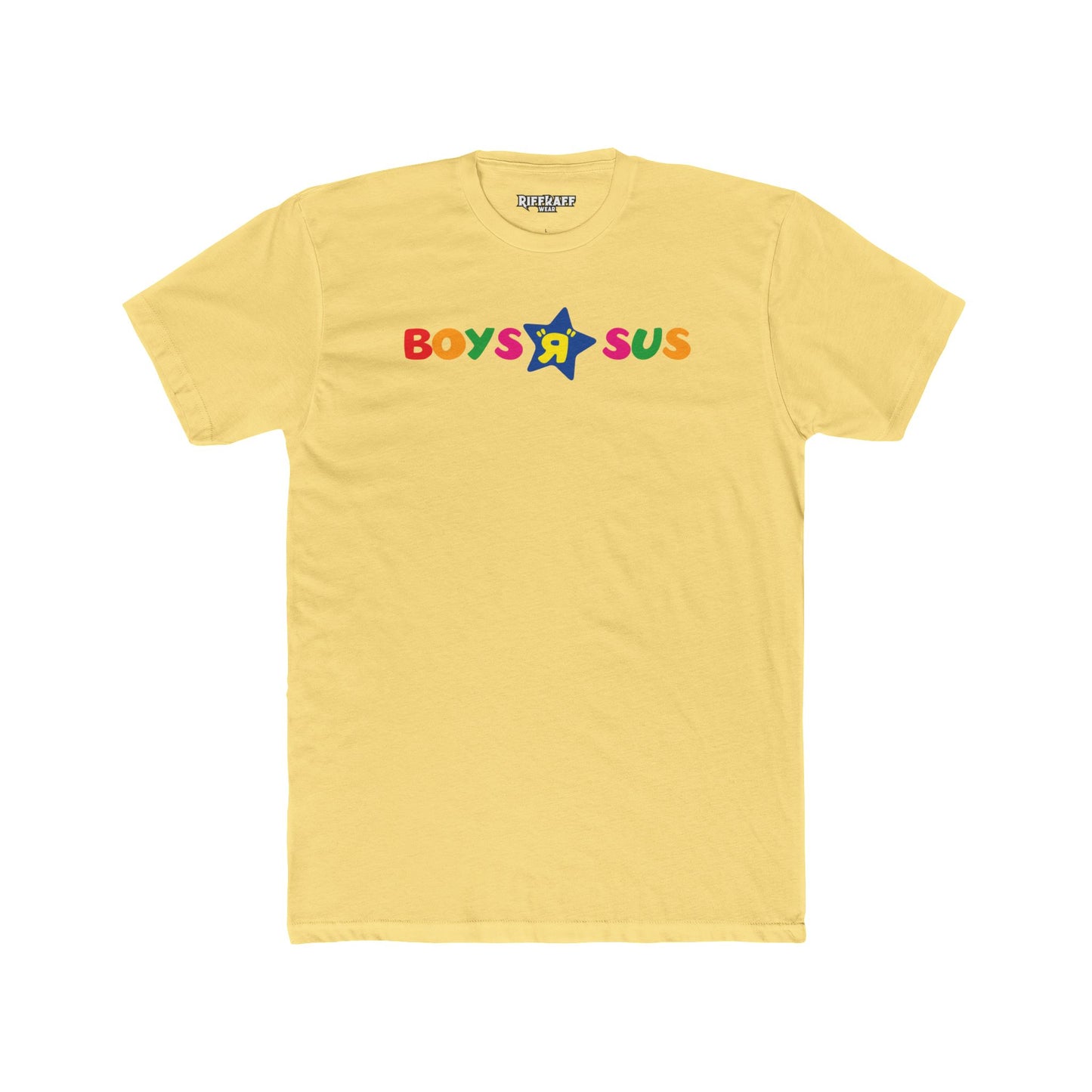 Colorful 'Boys R Sus' Unisex Cotton Crew Tee - Parody Logo Series - Riff Raff Wear