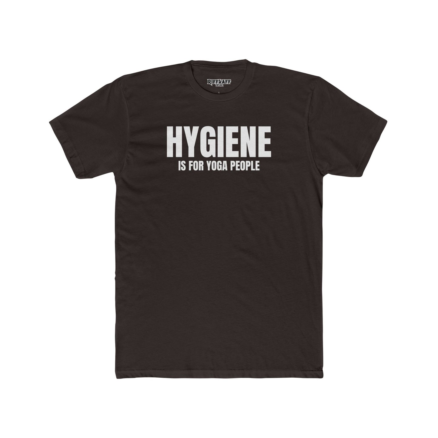Funny Yoga & Gym Unisex Cotton Crew Tee - 'Hygiene is for Yoga People' & 'Lift. Sweat. Rack.' - Riff Raff Wear