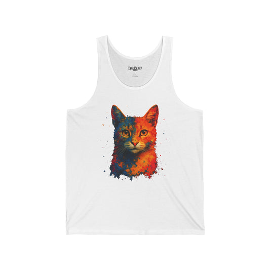 Colorful Cat Unisex Jersey Tank - Vibrant Graphic Tee for Animal Lovers - Riff Raff Wear