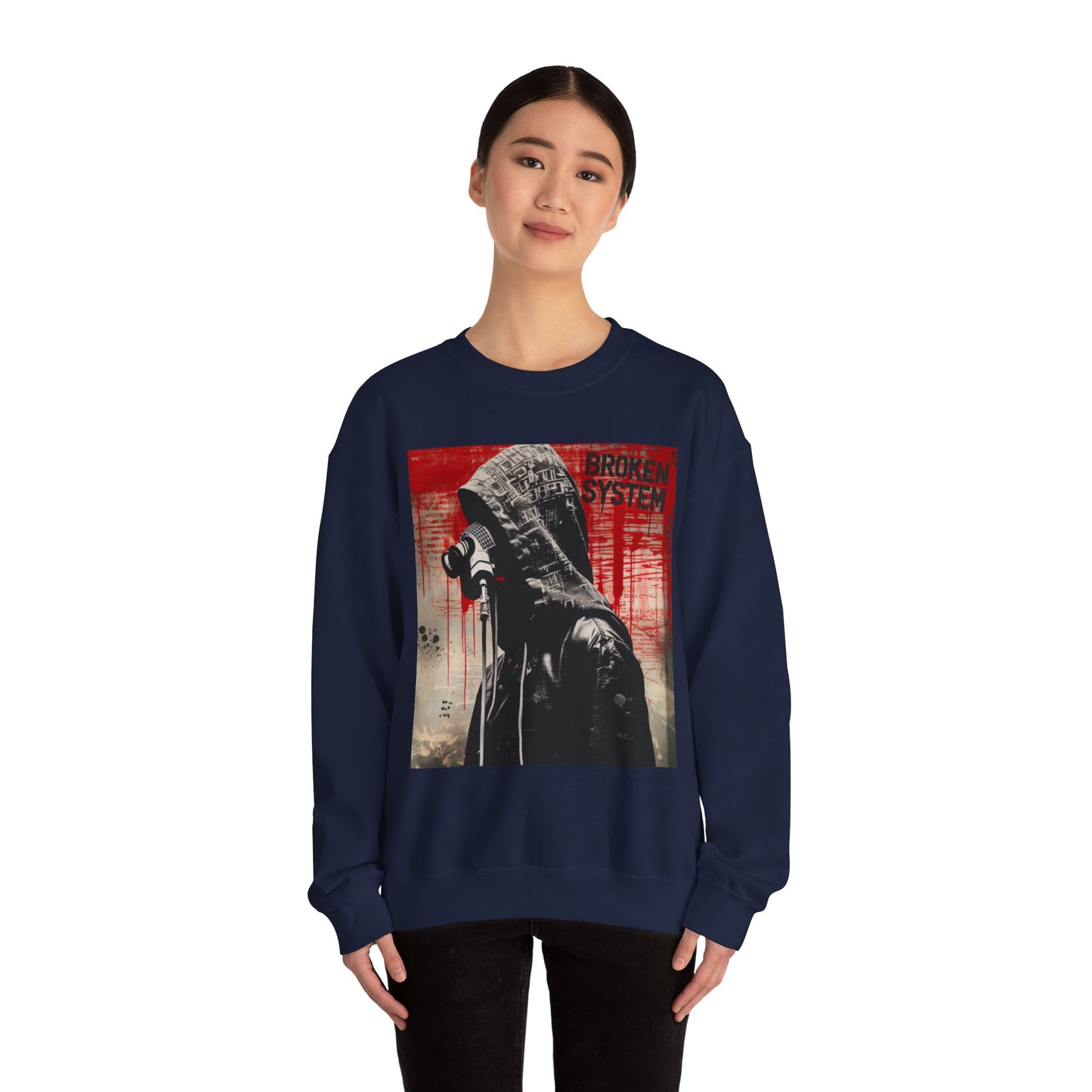 Unisex Heavy Blend™ Crewneck Sweatshirt - 'Broken System' Graphic Design - Riff Raff Wear