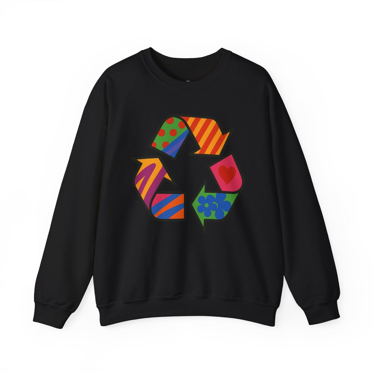 Eco-Friendly Graphic Sweatshirt - Unisex Heavy Blend™ Crewneck with Colorful Recycle Design - Riff Raff Wear