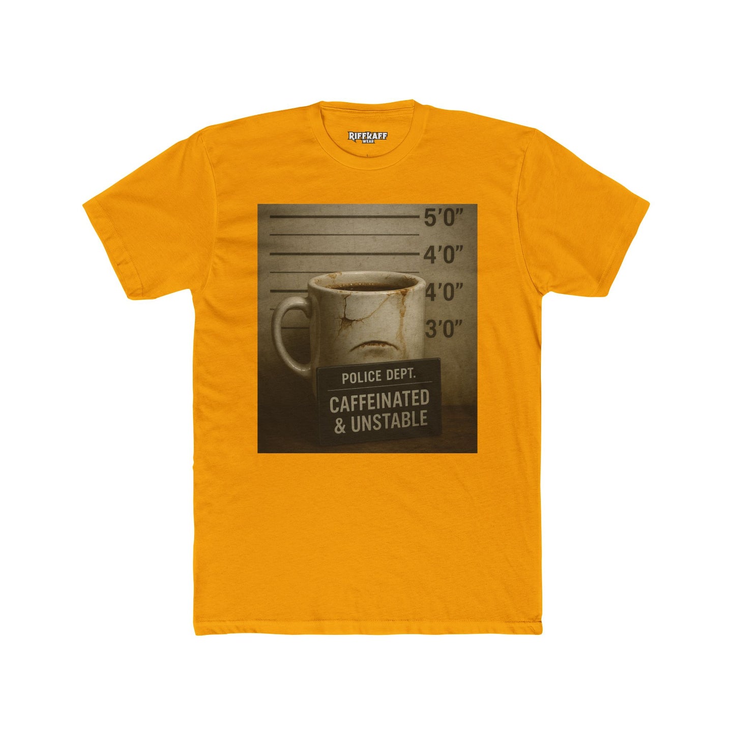 Caffeinated & Unstable Unisex Cotton Crew Tee - Perfect Gift for Coffee Lovers - Riff Raff Wear