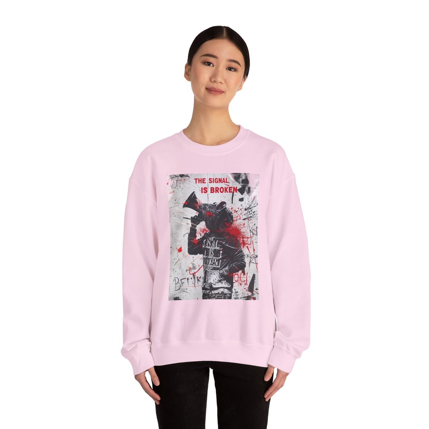 Unisex Crewneck Sweatshirt - "The Signal is Broken" Graphic Design - Riff Raff Wear