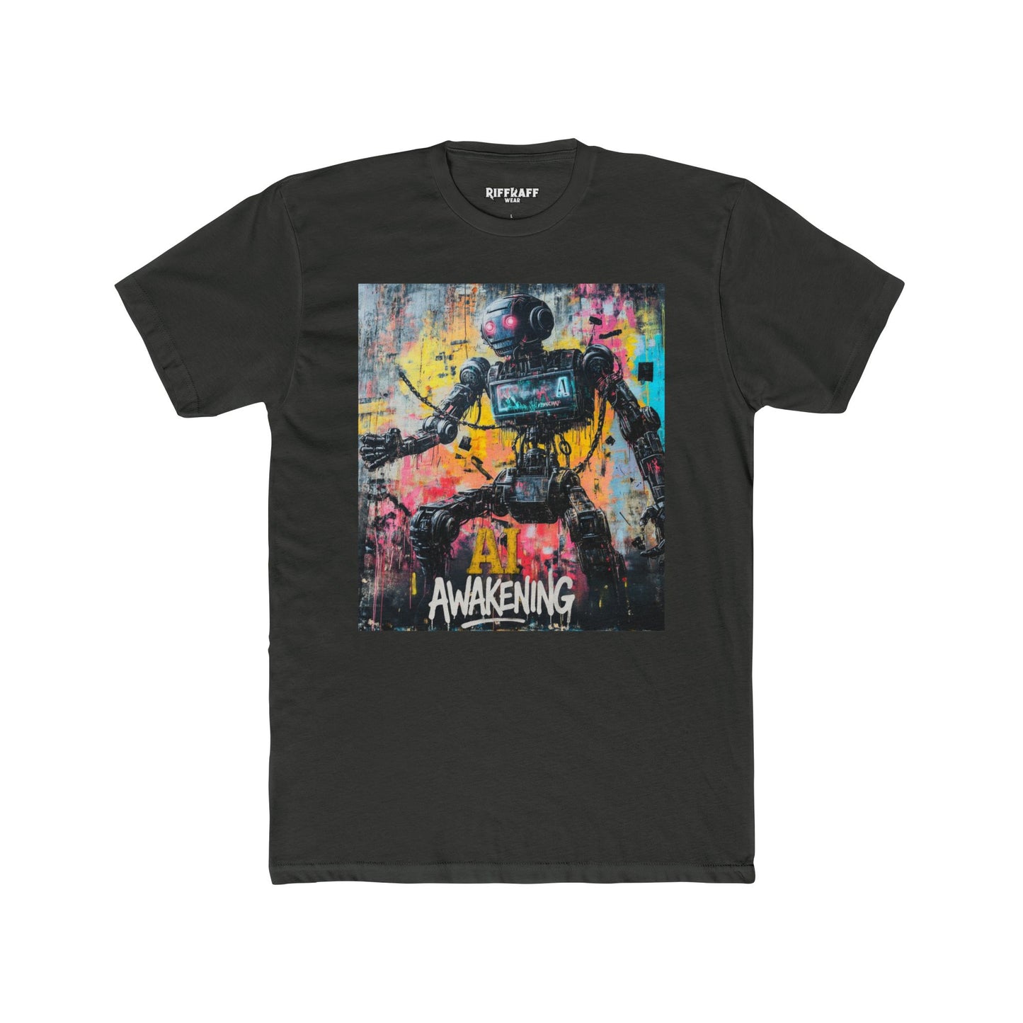 AI Awakening Unisex Cotton Crew Tee - Futuristic Art T-Shirt - Riff Raff Wear