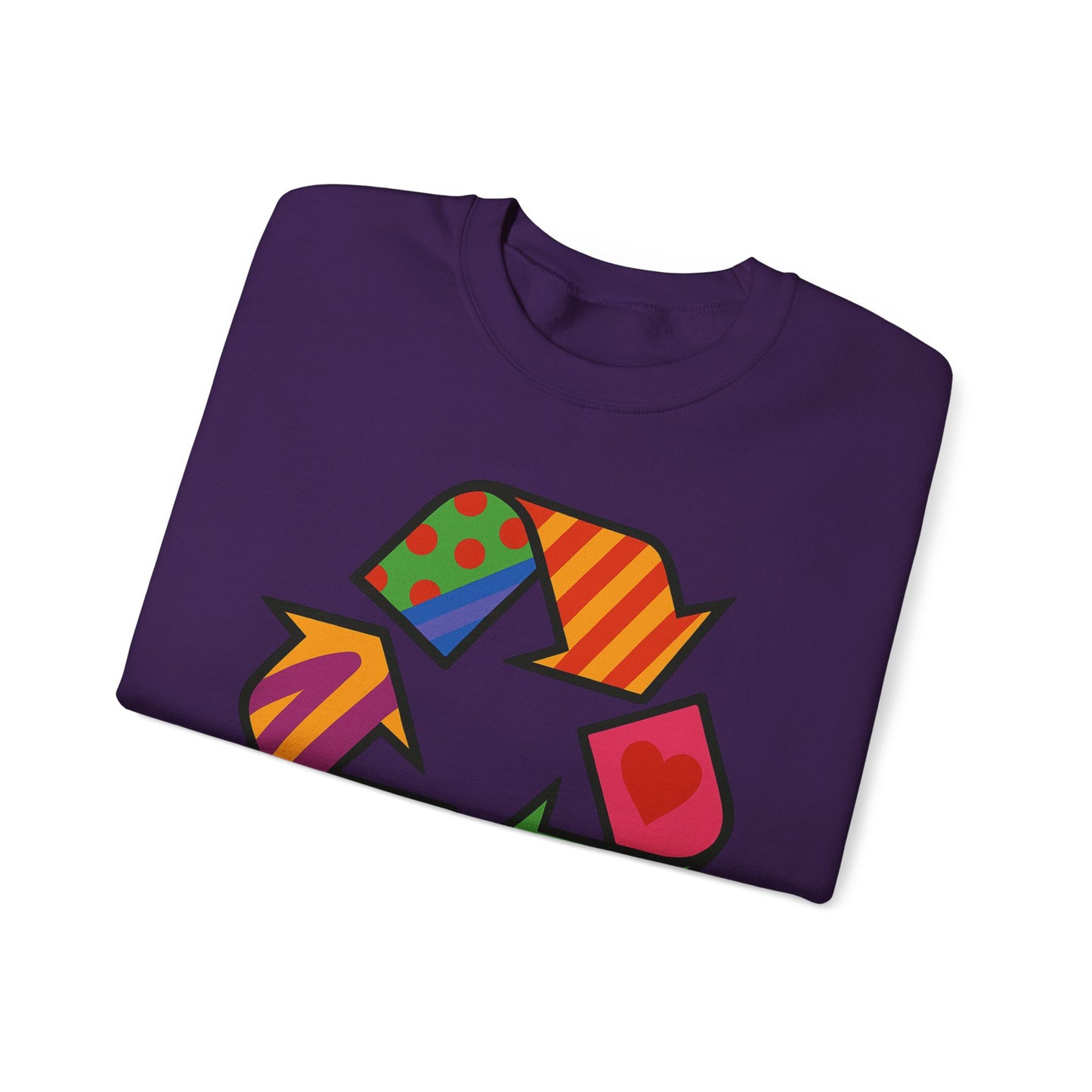 Eco-Friendly Graphic Sweatshirt - Unisex Heavy Blend™ Crewneck with Colorful Recycle Design - Riff Raff Wear