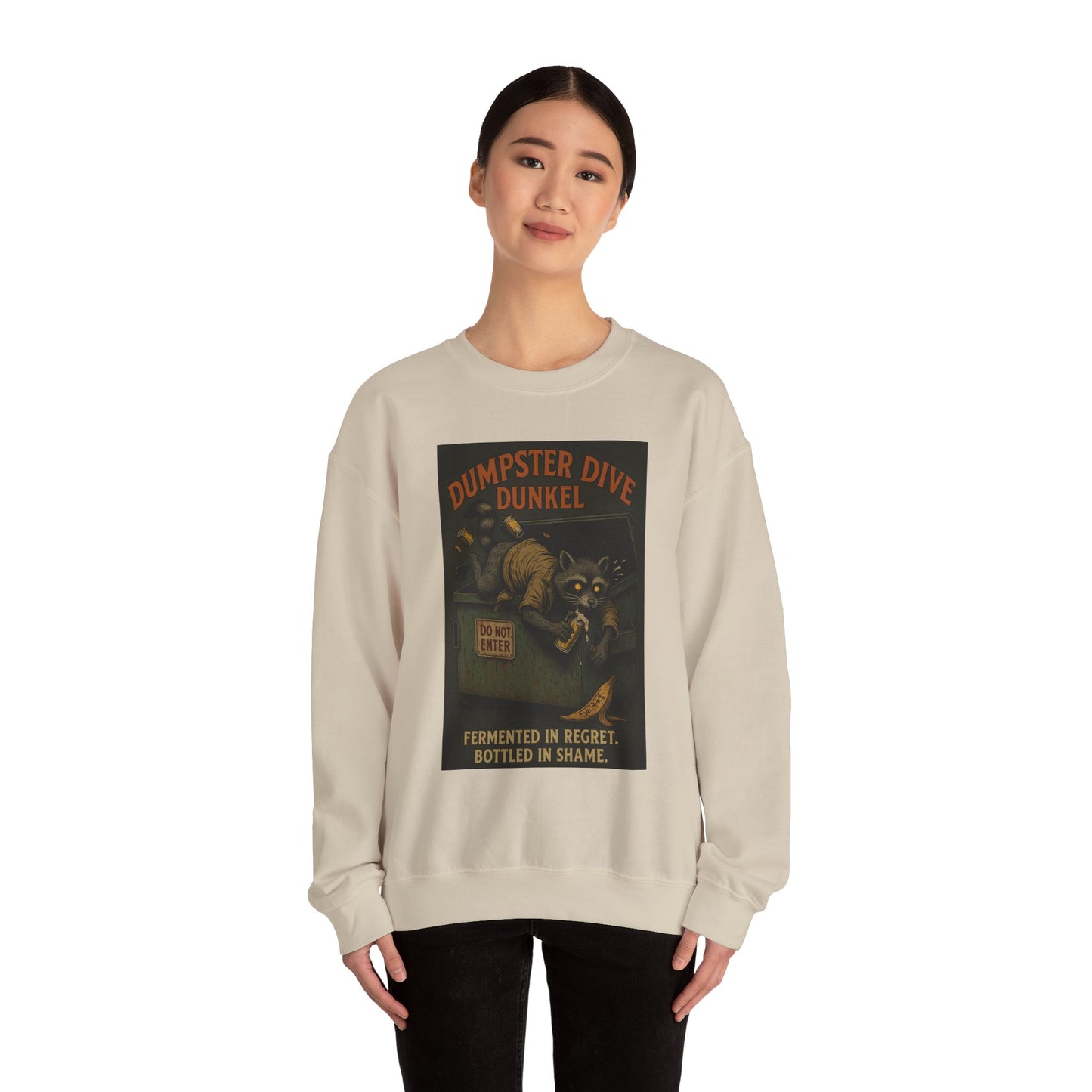 Dumpster Dive Funny Sweatshirt - Unisex Crewneck for Animal Lovers - Riff Raff Wear Underground