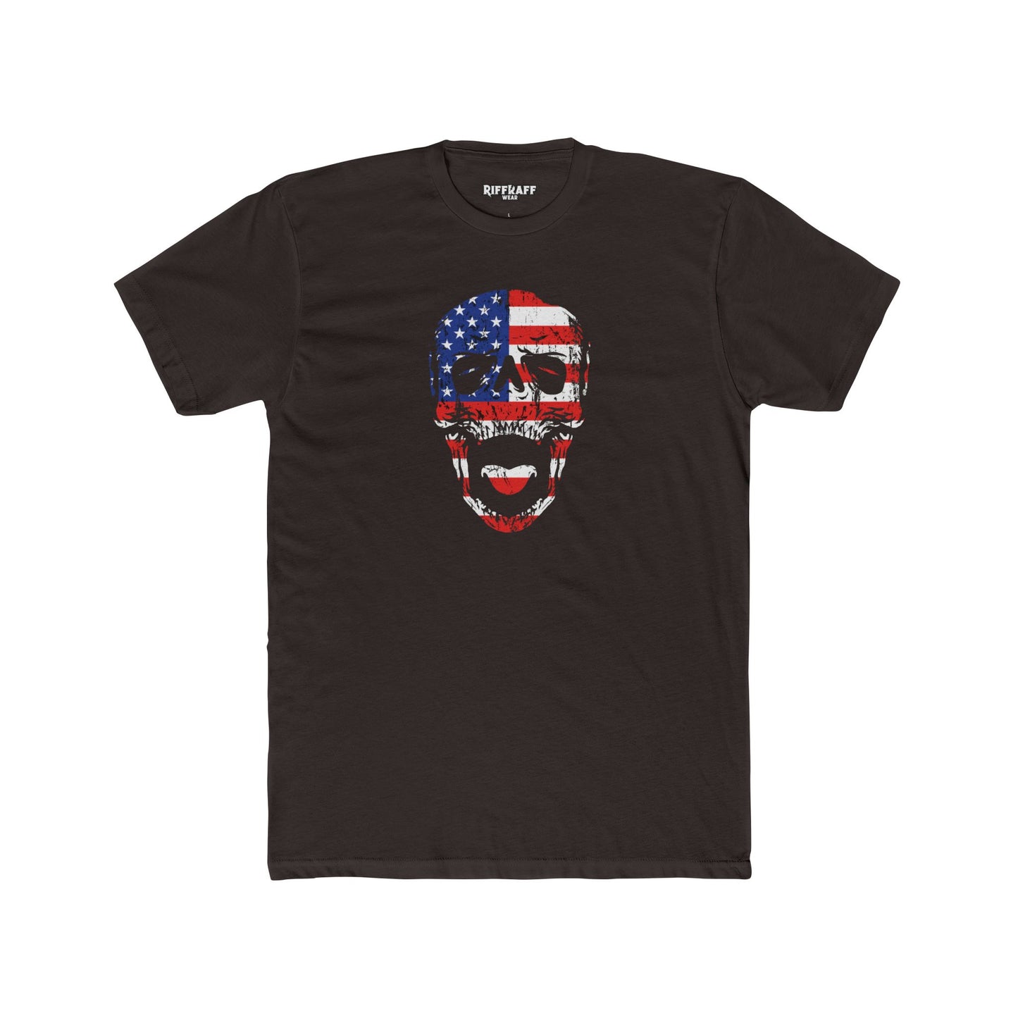 Streetwear - USA Flag Skull - Unisex Cotton Crew Tee - Riff Raff Wear
