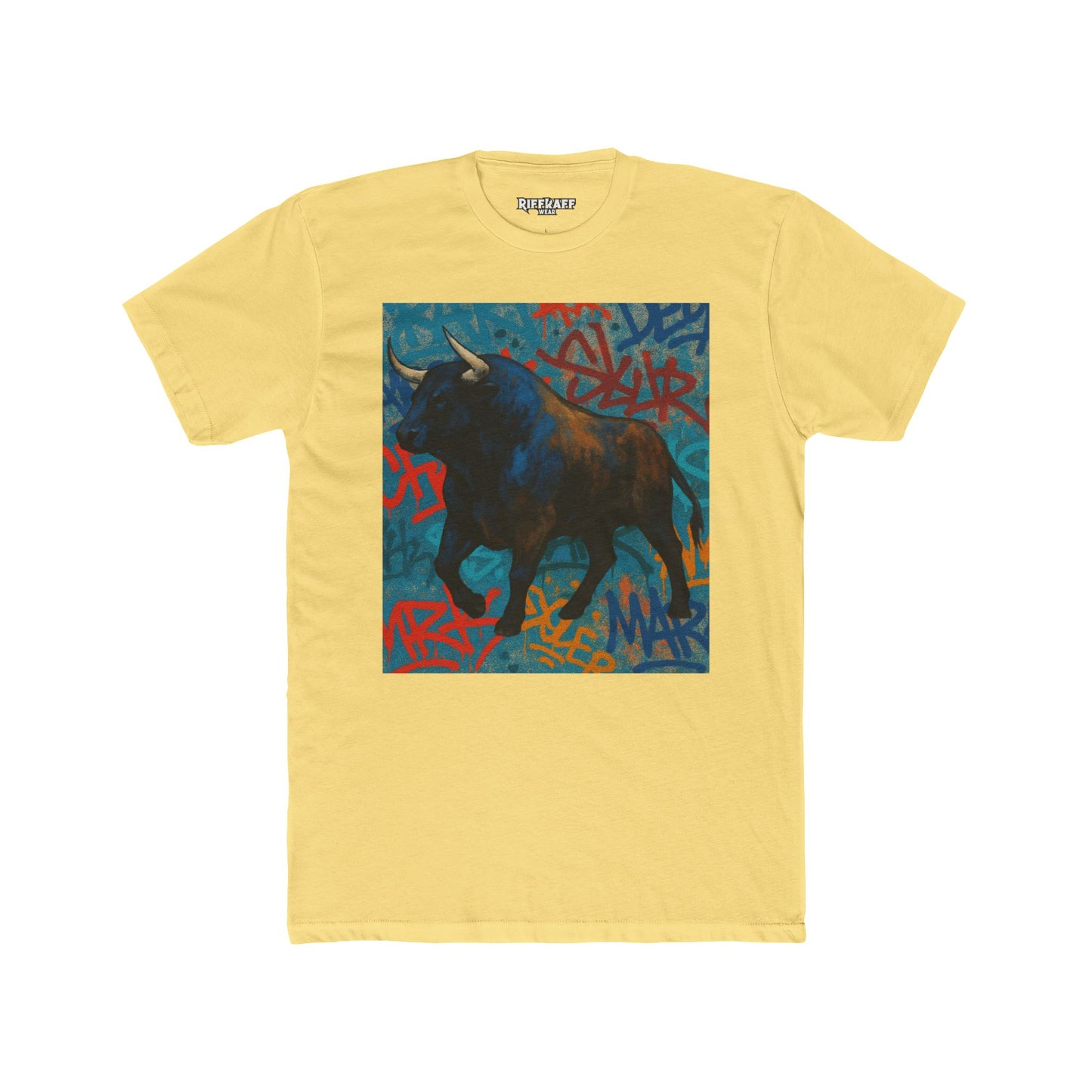 Graffiti Bull Unisex Cotton Crew Tee - Urban Style Graphic T-Shirt - Riff Raff Wear