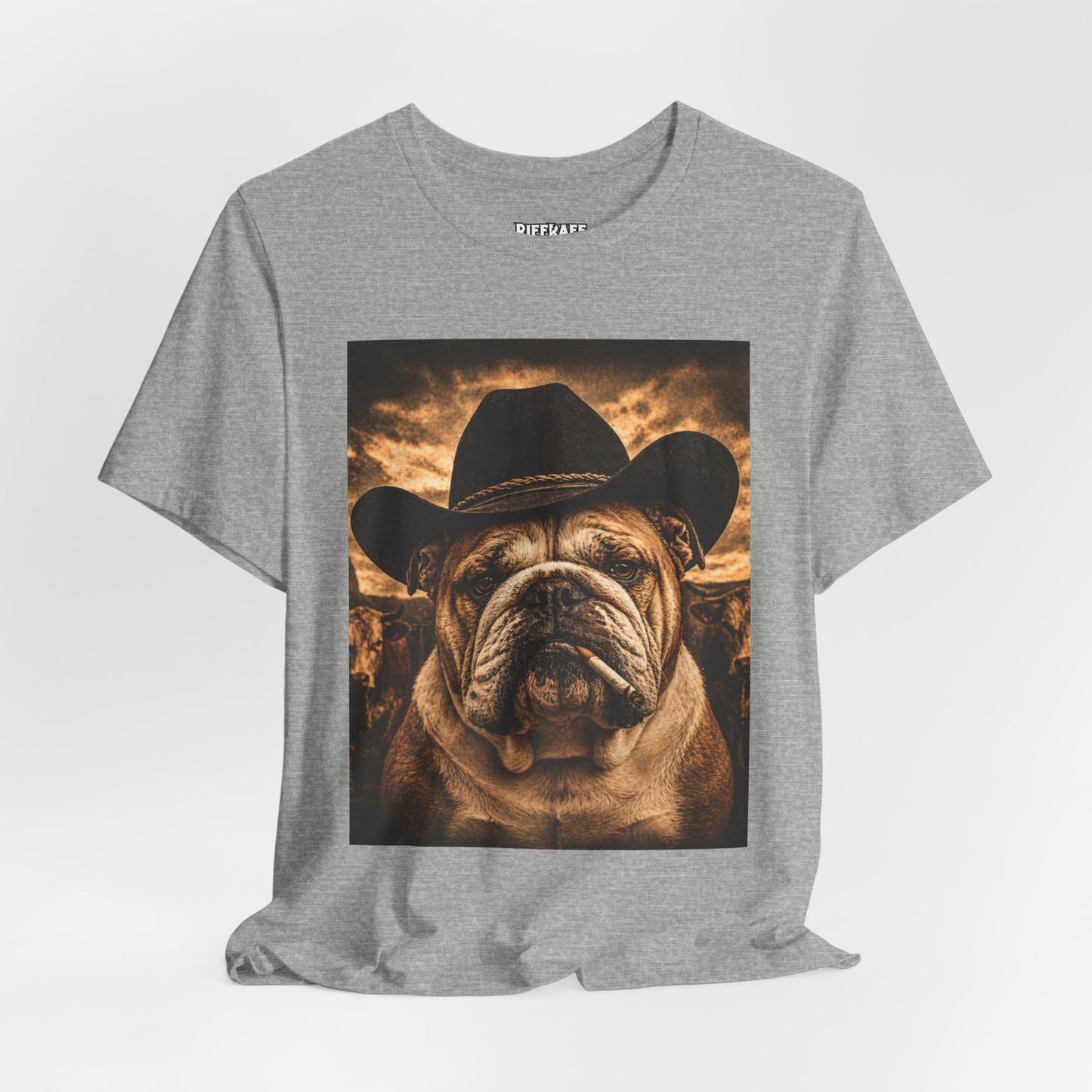 Bulldog Cowboy T‑Shirt Vintage Western Dog Graphic Tee - Riff Raff Wear