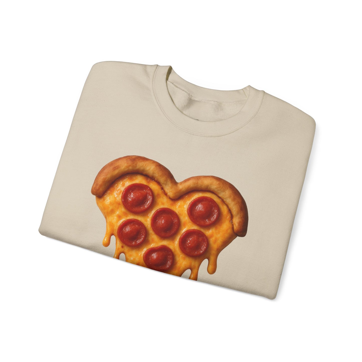 Heart-Shaped Pizza Sweatshirt - Unisex Cozy Crewneck for Food Lovers - Riff Raff Wear
