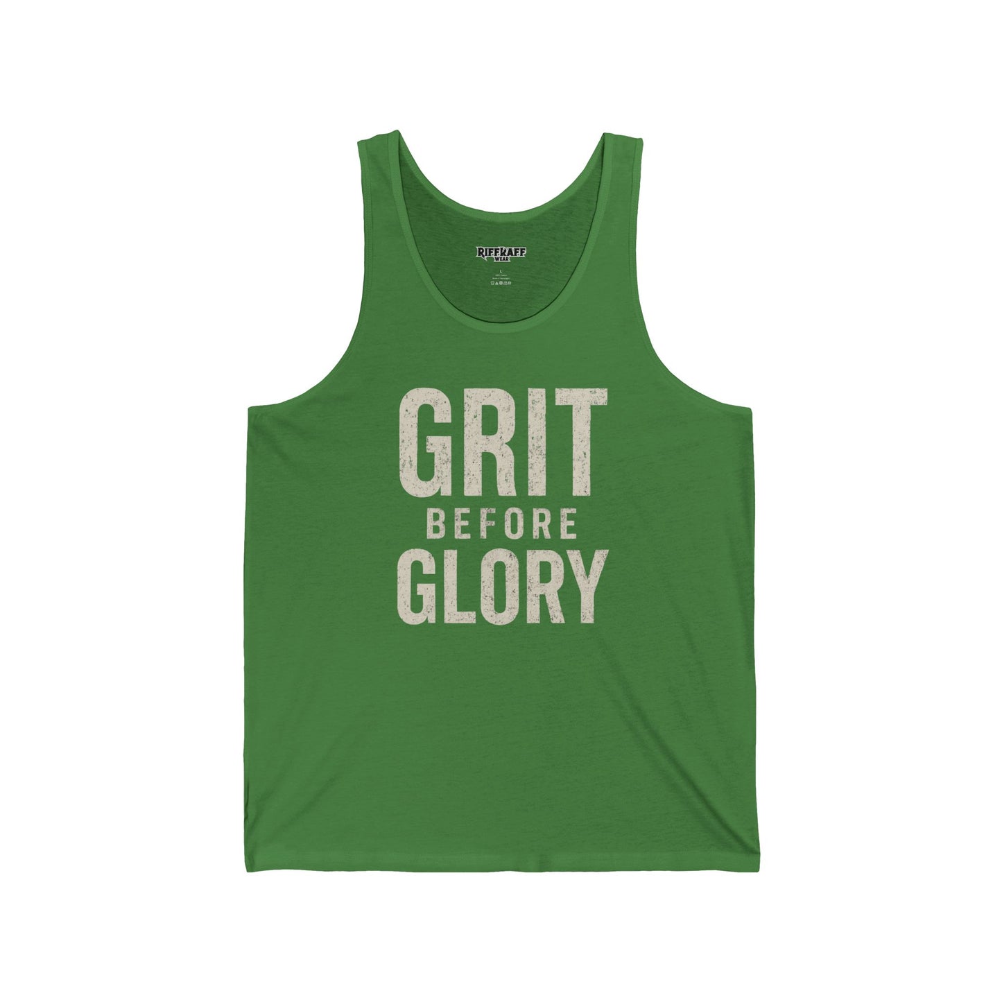 Grit Before Glory Unisex Jersey Tank - Motivational Workout Apparel - Fitness - Riff Raff Wear