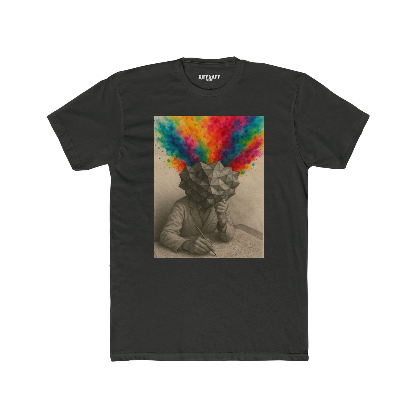 Creative Mind Unisex Cotton Crew Tee - Colorful Brain Design T-Shirt - Riff Raff Wear
