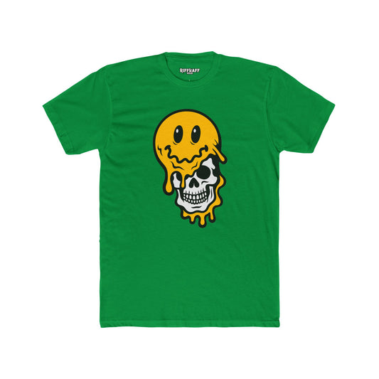 Trendy Graphic Tee: Melting Smile Skull Design - Unisex Cotton Crew Shirt, Casual Wear, Streetwear
