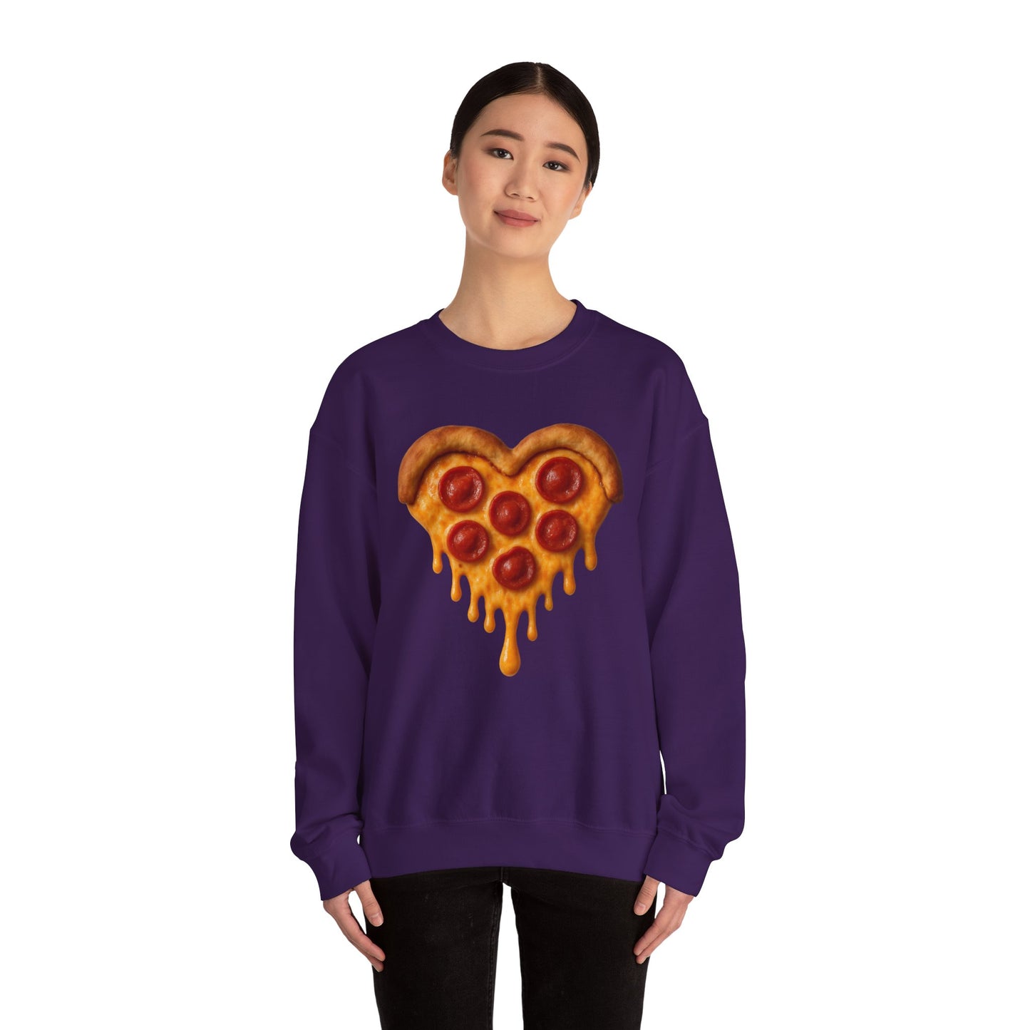 Heart-Shaped Pizza Sweatshirt - Unisex Cozy Crewneck for Food Lovers - Riff Raff Wear