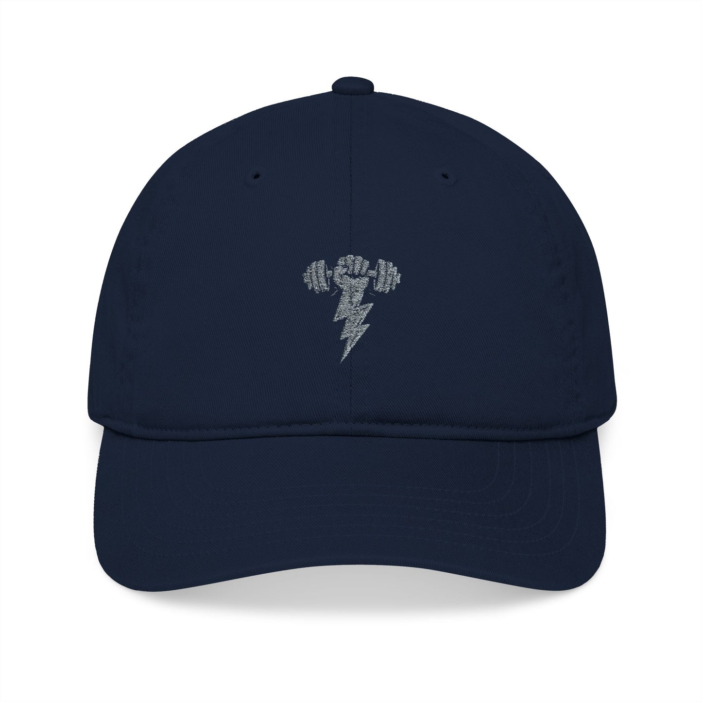 Thunderbolt Embroidered Organic Baseball Cap, Eco-Friendly Hat, Unique Riff Raff Wear