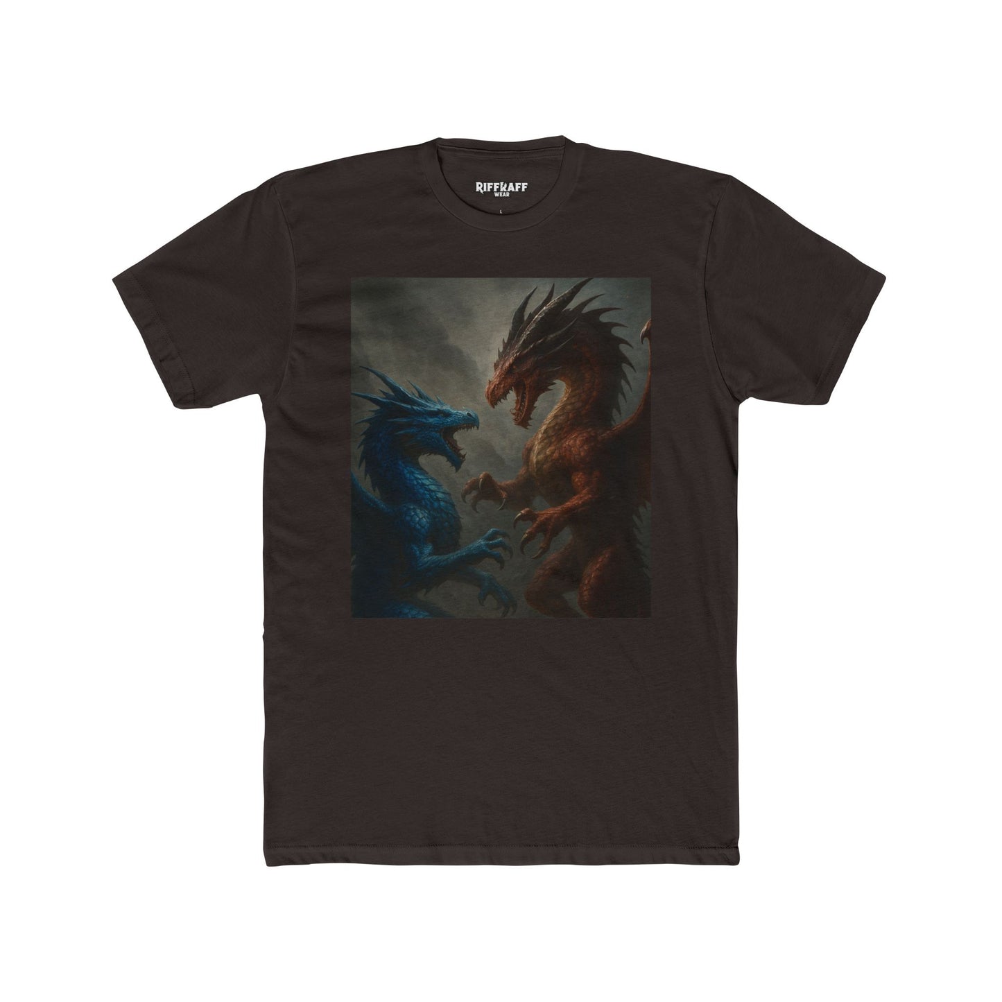 Epic Dragon Showdown Unisex Cotton Crew Tee | Fantasy T-Shirt - Riff Raff Wear