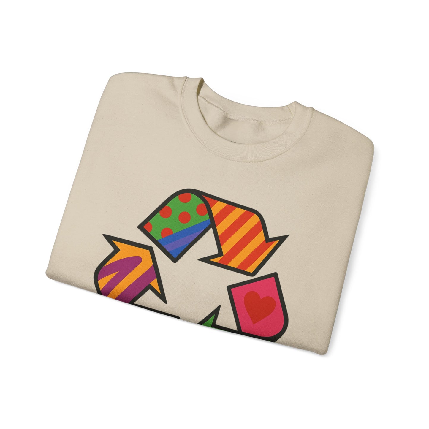 Eco-Friendly Graphic Sweatshirt - Unisex Heavy Blend™ Crewneck with Colorful Recycle Design - Riff Raff Wear