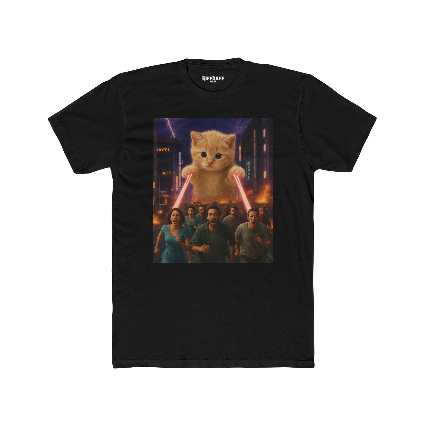 Funny Cat Hero Unisex Cotton Crew Tee - Perfect for Casual Wear - Riff Raff Wear